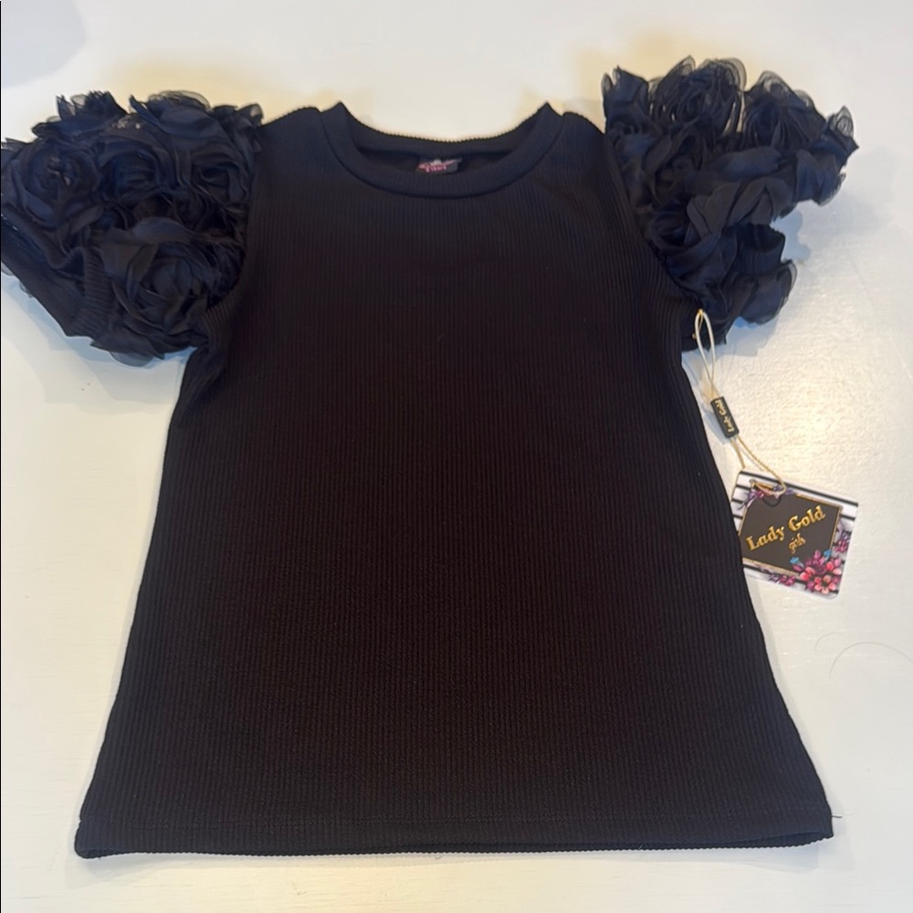 NWT Lady Gold kids Top with Floral Sleeves